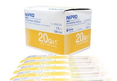 Nipro 3cc (3ml) 20G x 1" Luer-Lock Syringe & Hypodermic Needle Combo (50 pack) syringes in a box.
